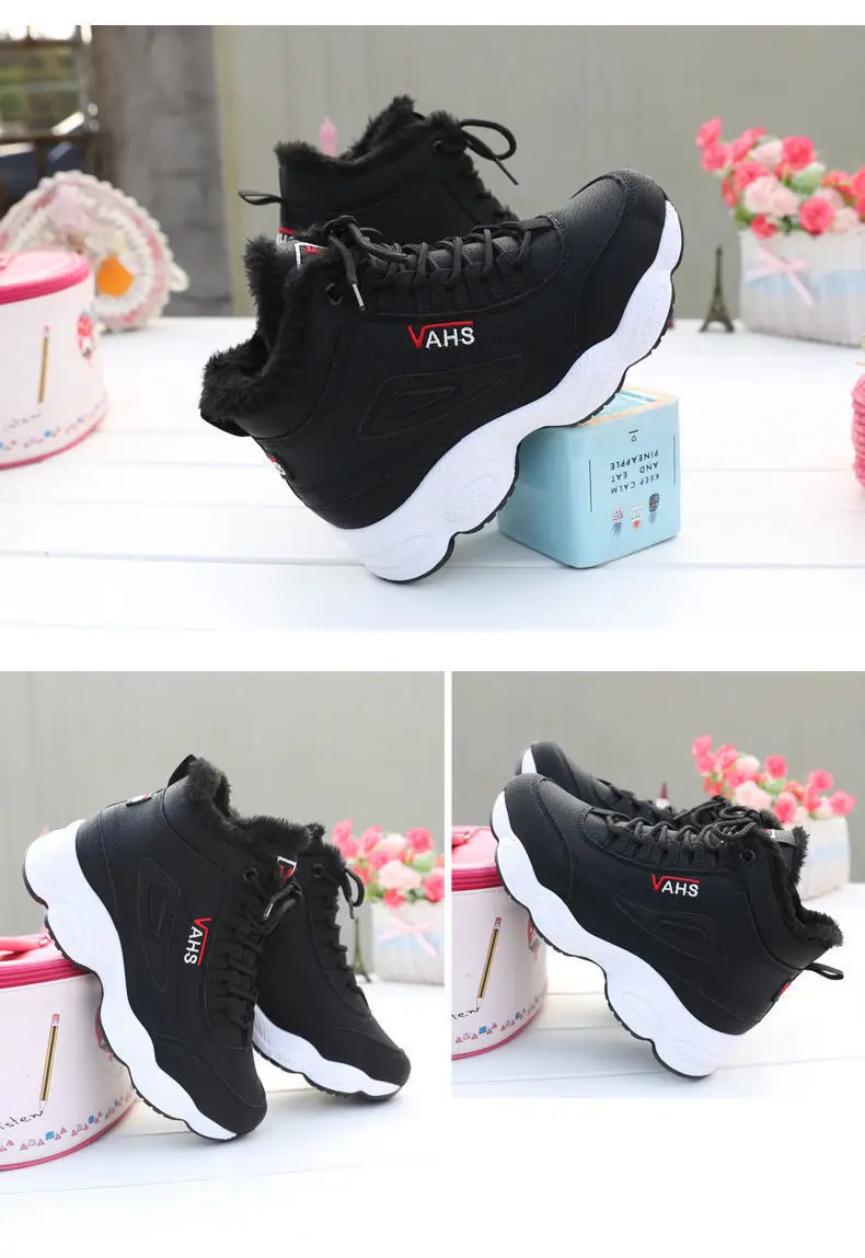 Cotton-padded shoes women's high-top 2023 Winter new fleece-lined sneaker warm platform casual shoes flat versatile student shoes — feature 7