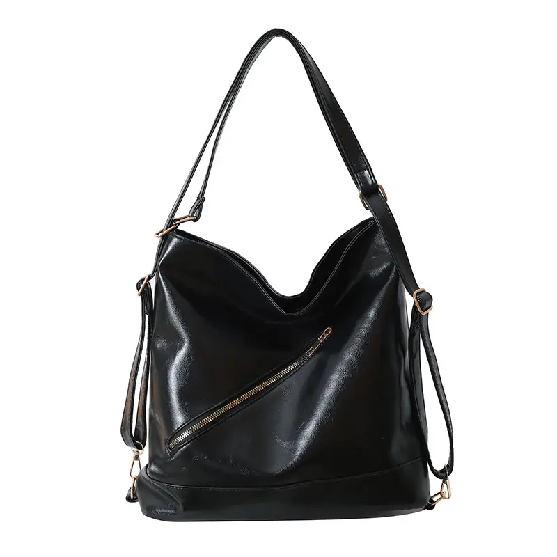 Women Large Capacity Black Tote Bag with Chain Strap - Image 8