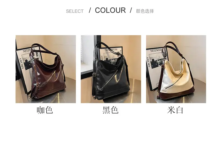 Women Large Capacity Black Tote Bag with Chain Strap — feature 3