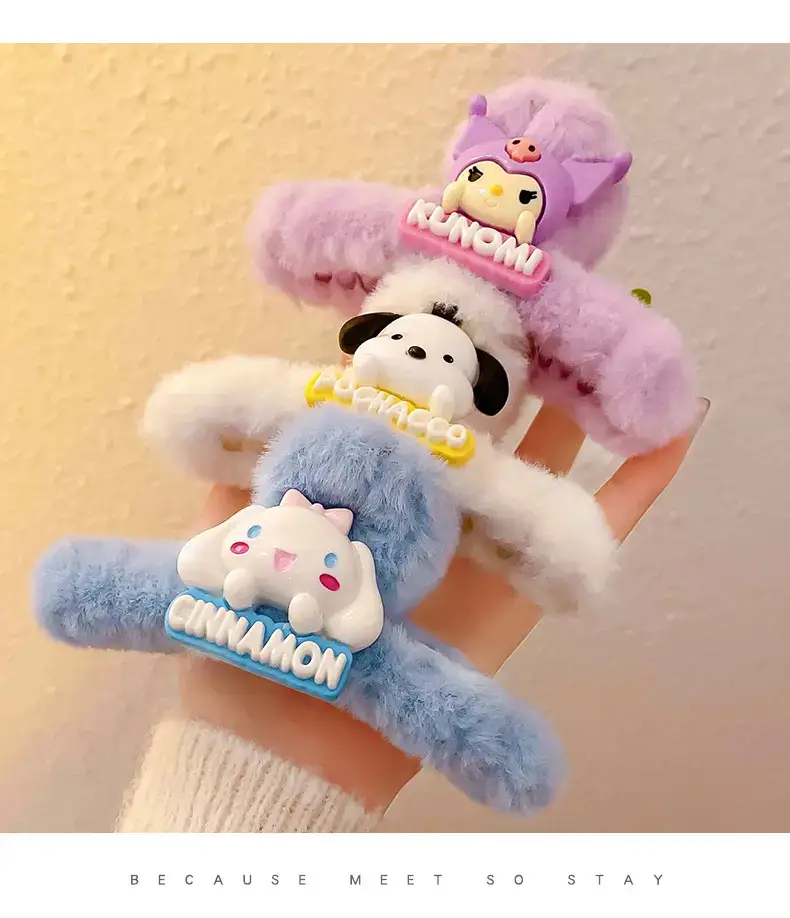 Cute Sanrio Plush Hairpin with Shark Clip for Girls — feature 2