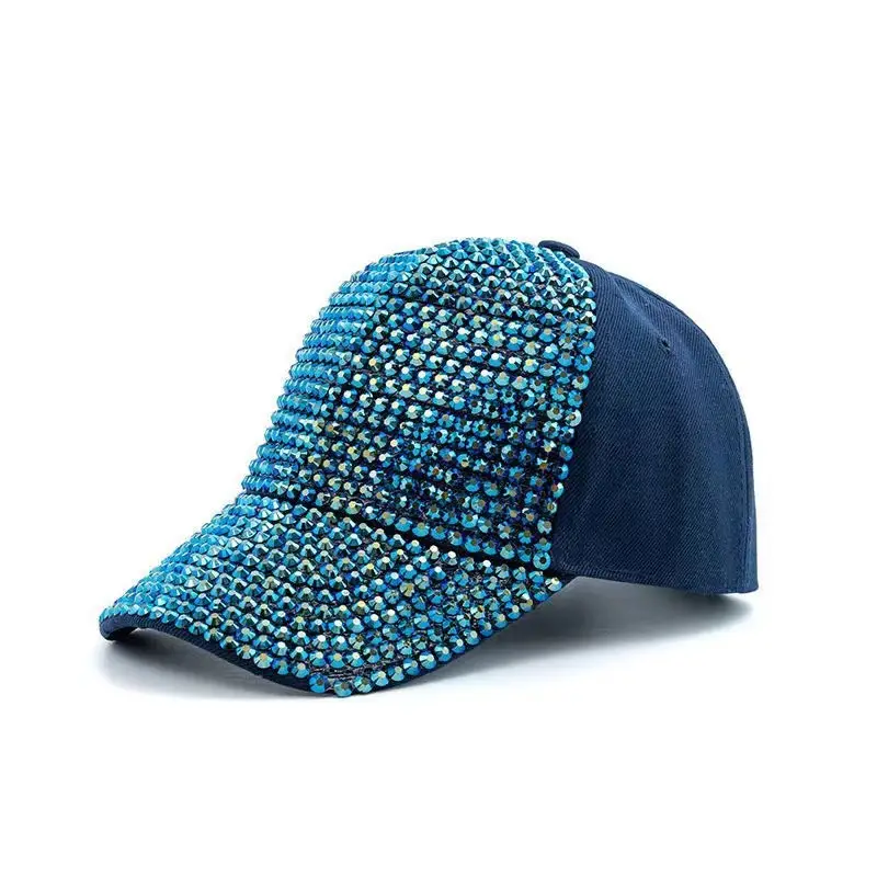 Women Colorful Diamond Embellished Peaked Cap - Image 20
