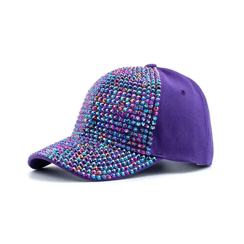 Women Colorful Diamond Embellished Peaked Cap - Image 11
