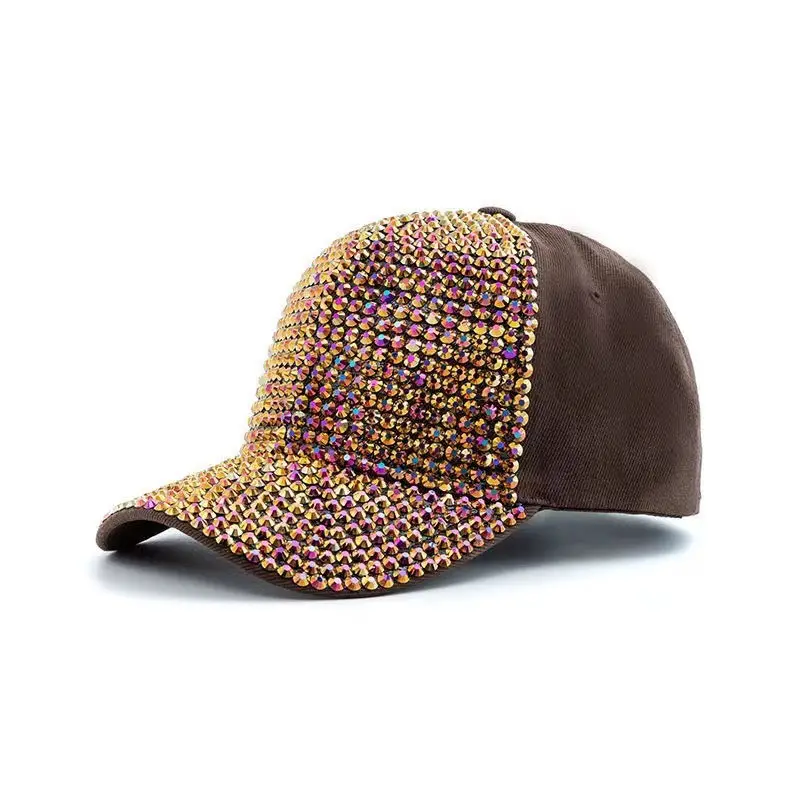 Women Colorful Diamond Embellished Peaked Cap - Image 12