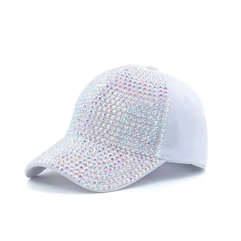 Women Colorful Diamond Embellished Peaked Cap - Image 2