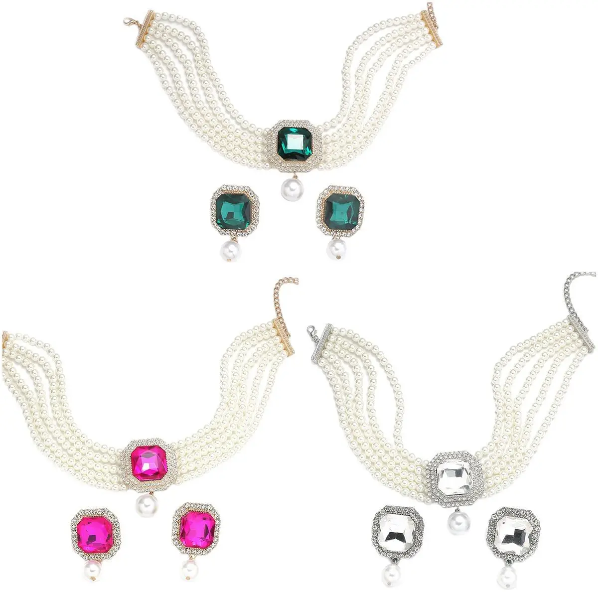 Luxury Multi-Layer Pearl & Crystal Necklace Set - Image 54