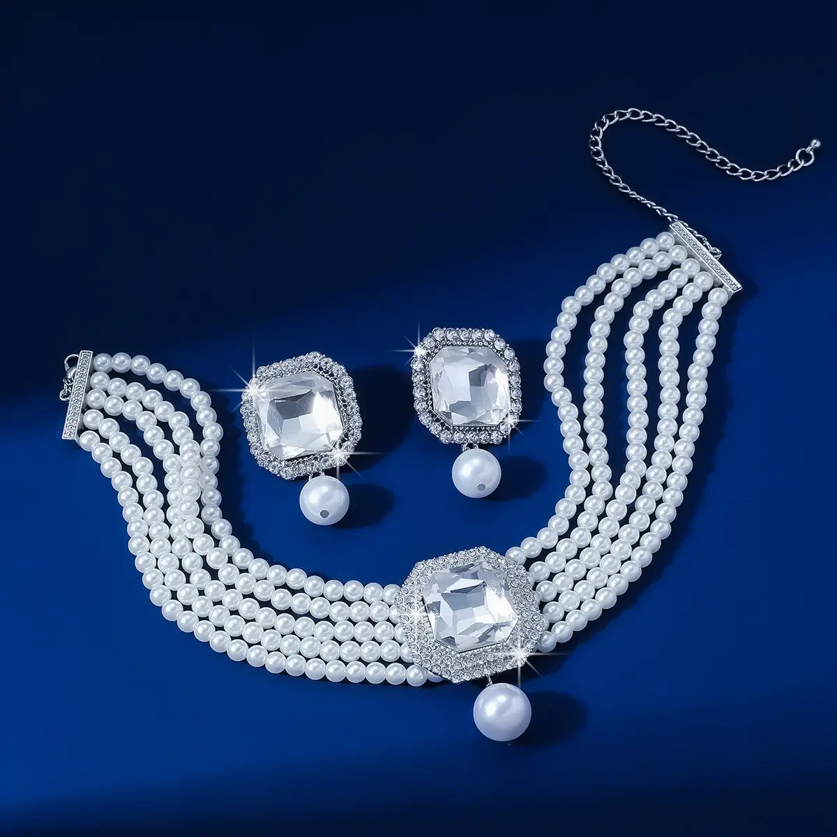 Luxury Multi-Layer Pearl & Crystal Necklace Set — feature 12
