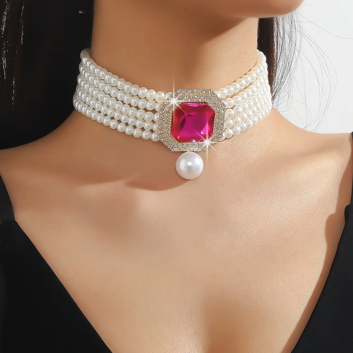 Luxury Multi-Layer Pearl & Crystal Necklace Set — feature 15