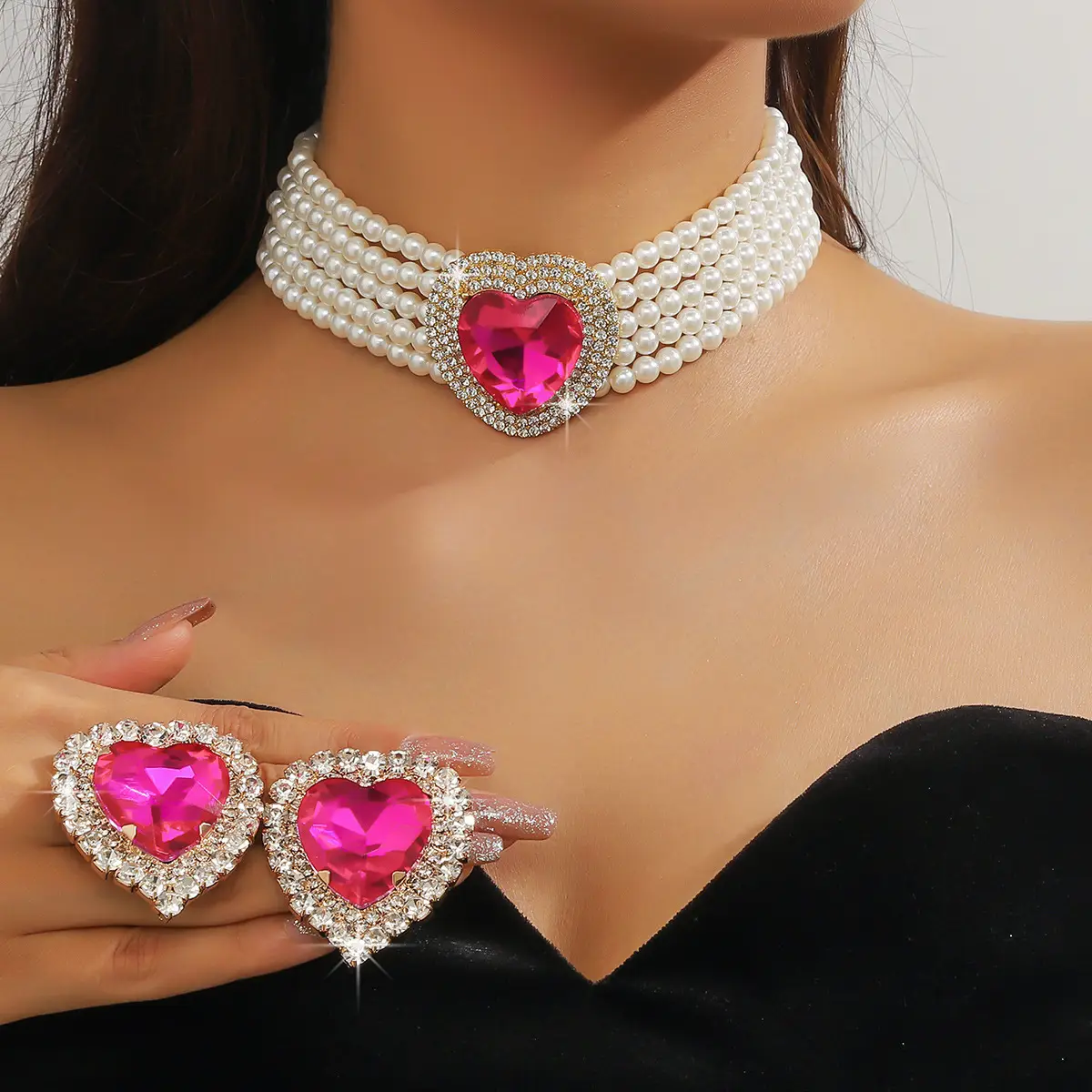 Luxury Multi-Layer Pearl & Crystal Necklace Set — feature 24