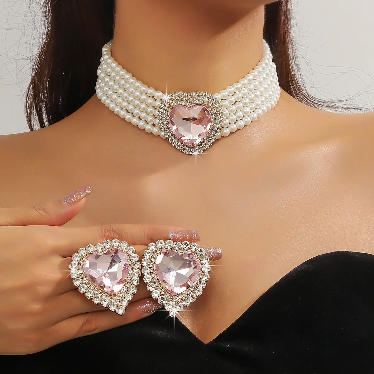 Luxury Multi-Layer Pearl & Crystal Necklace Set — feature 26