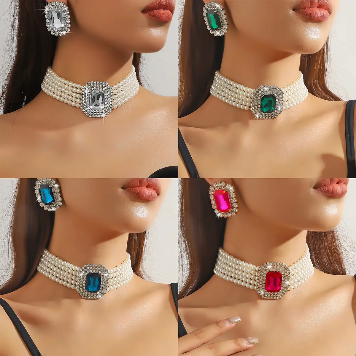 Luxury Multi-Layer Pearl & Crystal Necklace Set — feature 33