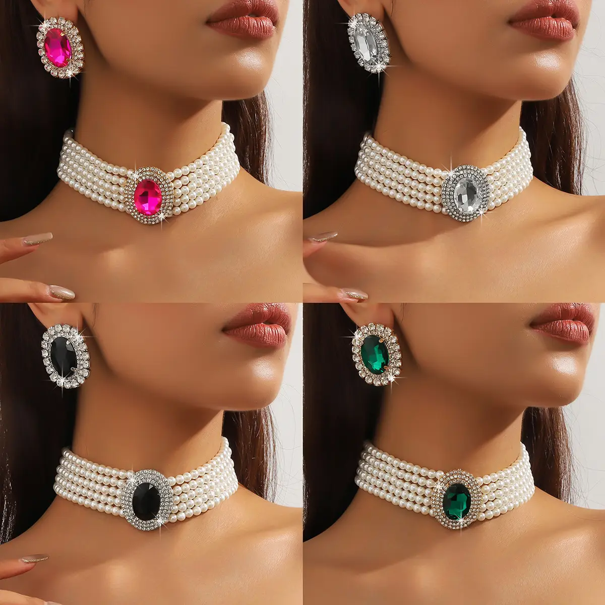 Luxury Multi-Layer Pearl & Crystal Necklace Set — feature 38