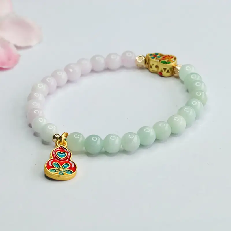 Two-Tone Jade Bracelet for Women Green White Pearl - Image 3