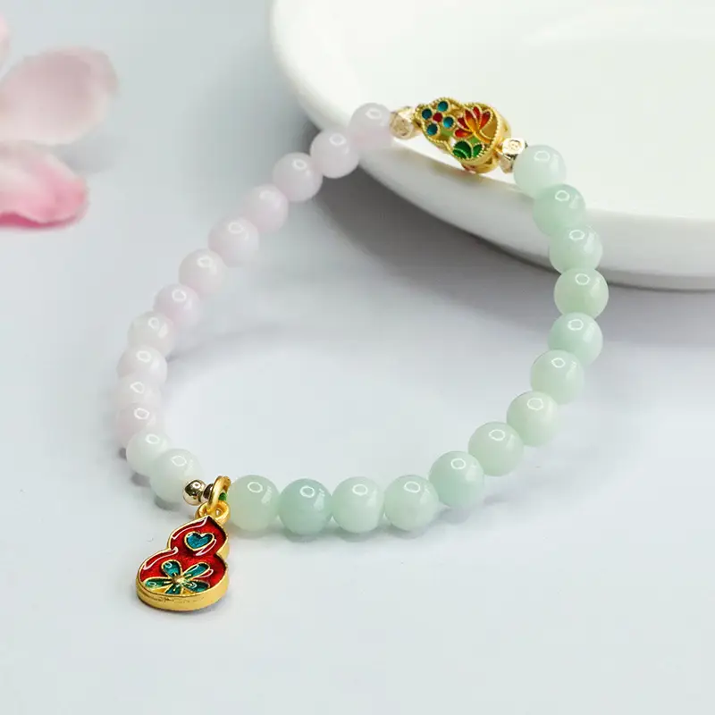 Two-Tone Jade Bracelet for Women Green White Pearl - Image 5