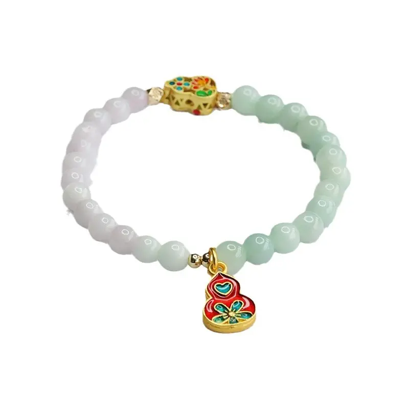 Two-Tone Jade Bracelet for Women Green White Pearl - Image 6