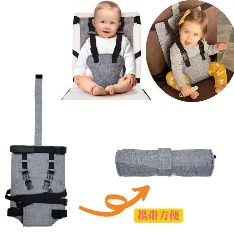 Folding Baby Dining Chair Grey with Adjustable Straps — feature 4
