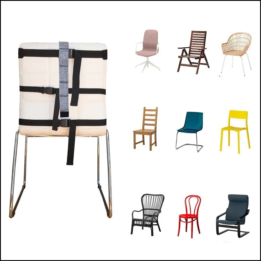 Folding Baby Dining Chair Grey with Adjustable Straps — feature 6