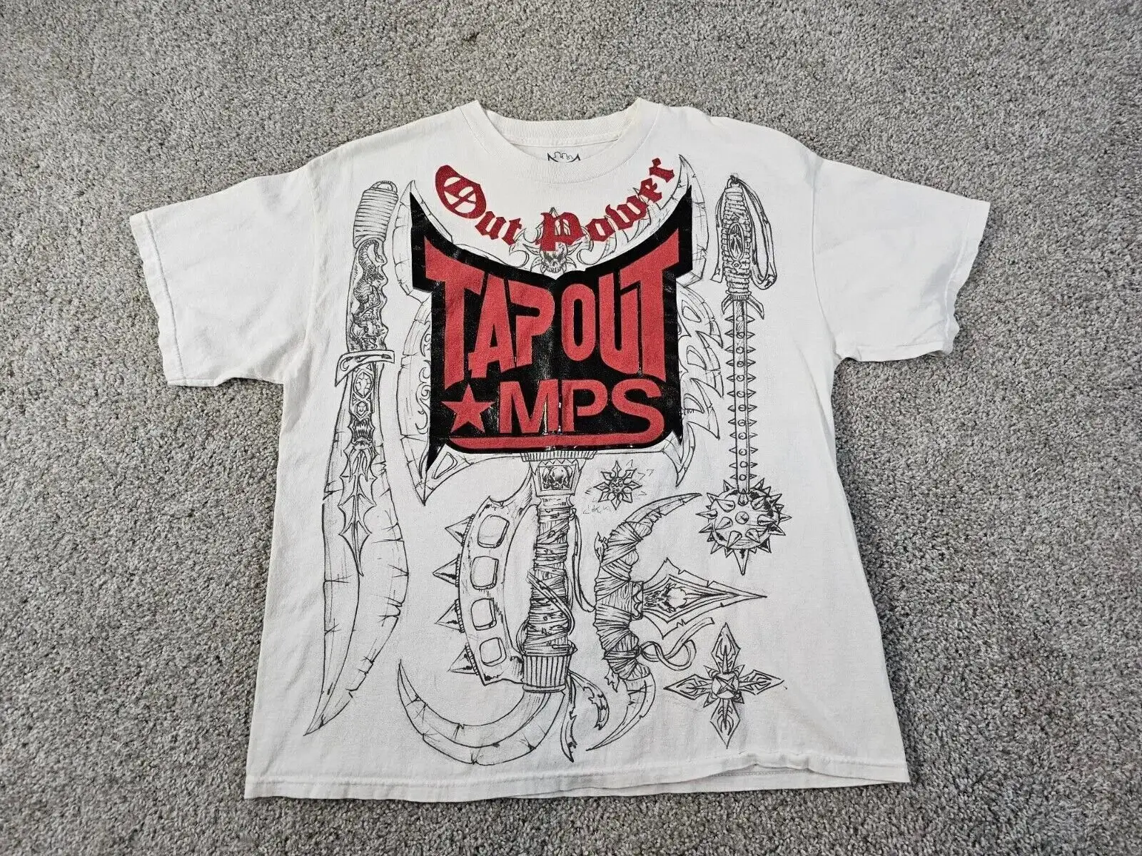 Men Retro Printed T-Shirt White Short Sleeve