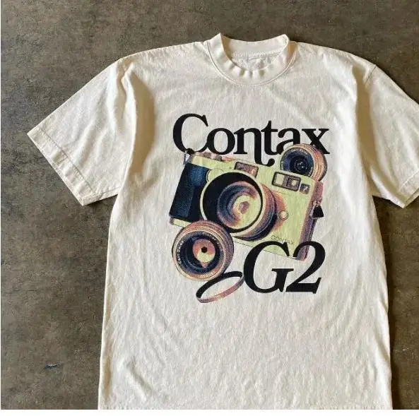 Men Retro Printed T-Shirt White Short Sleeve