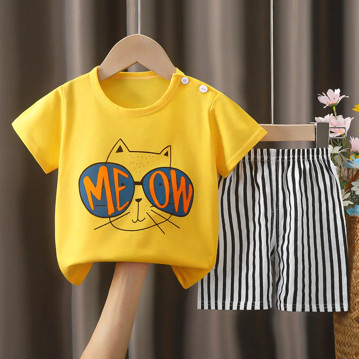 Cotton Cat Sunglasses T-Shirt Shorts Set Yellow - Image 24