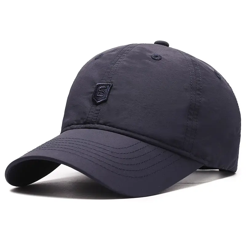 Men's Navy Blue Nylon Baseball Cap with Shield Logo - Image 3