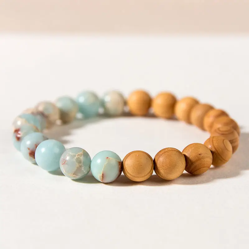 Zen Style Wooden Stone Sandalwood Bracelet for Men - Image 13