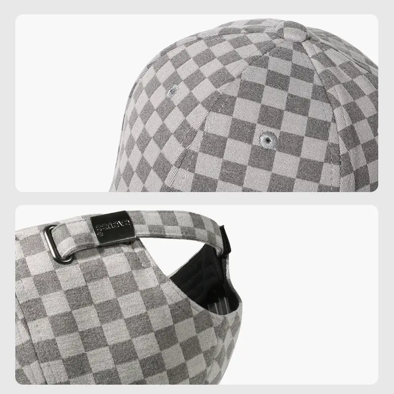 Women Retro Chessboard Cap Winter Hard Top Peaked Cap - Image 6