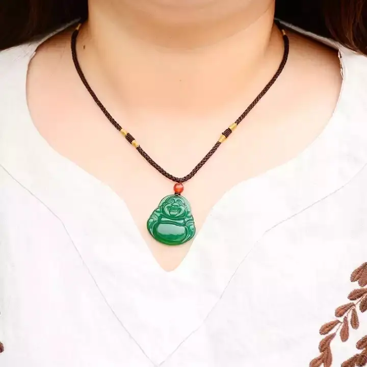 Full Green Laughing Buddha Pendant for Women - Image 5