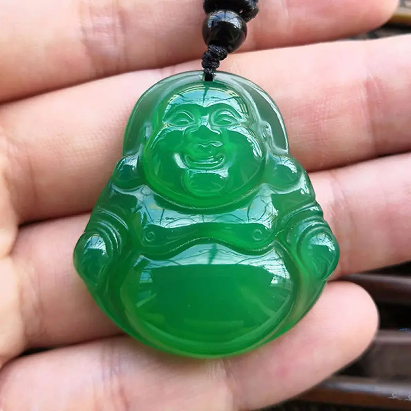 Full Green Laughing Buddha Pendant for Women — feature 3