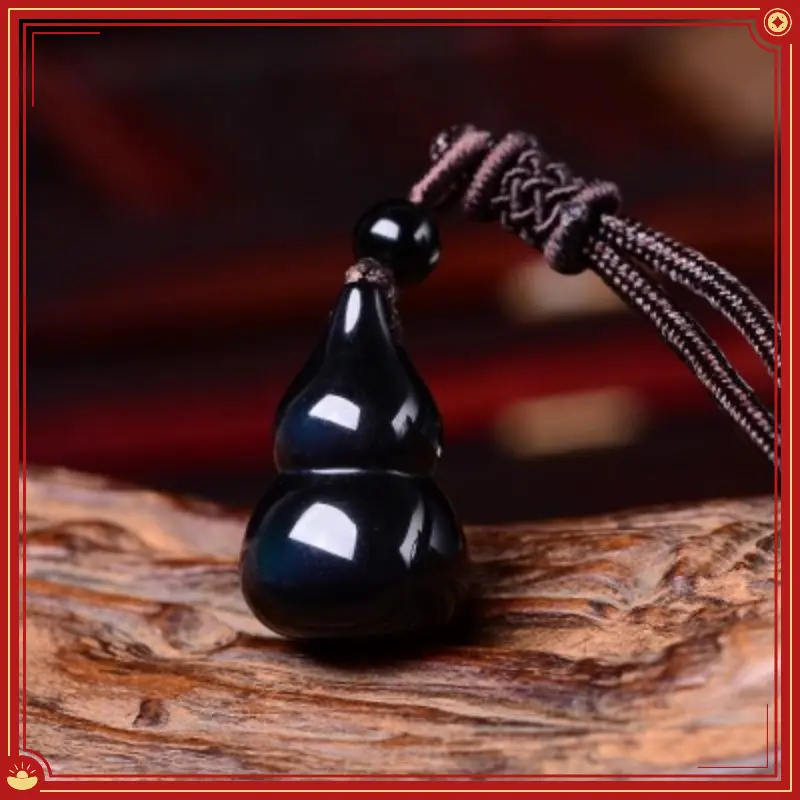 Obsidian Gourd Pendant Necklace for Men Women