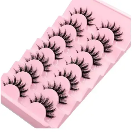 False Eyelashes 7 Pairs 8mm Black Cotton Thread - Image 12