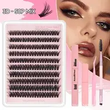 False Eyelashes 7 Pairs 8mm Black Cotton Thread — feature 1