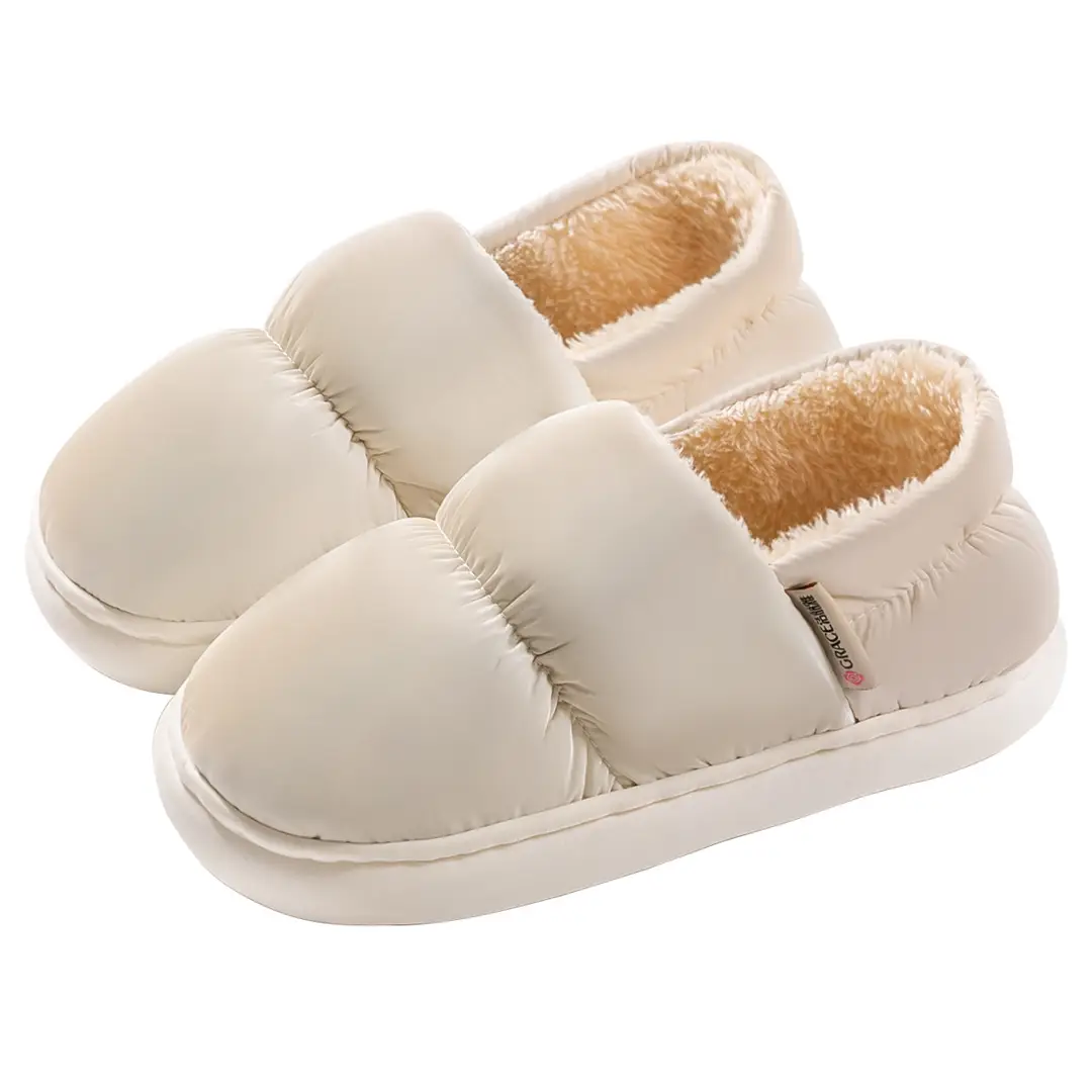 Jialiya down Fabric Cotton Slippers for Women, Autumn and Winter 2025, Non-Slip, Fleece-Lined, Warm, Closed-Back Cotton Shoes for Men, New Winter Model - Image 8