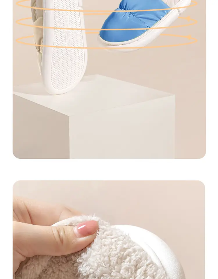 Jialiya down Fabric Cotton Slippers for Women, Autumn and Winter 2025, Non-Slip, Fleece-Lined, Warm, Closed-Back Cotton Shoes for Men, New Winter Model — feature 10
