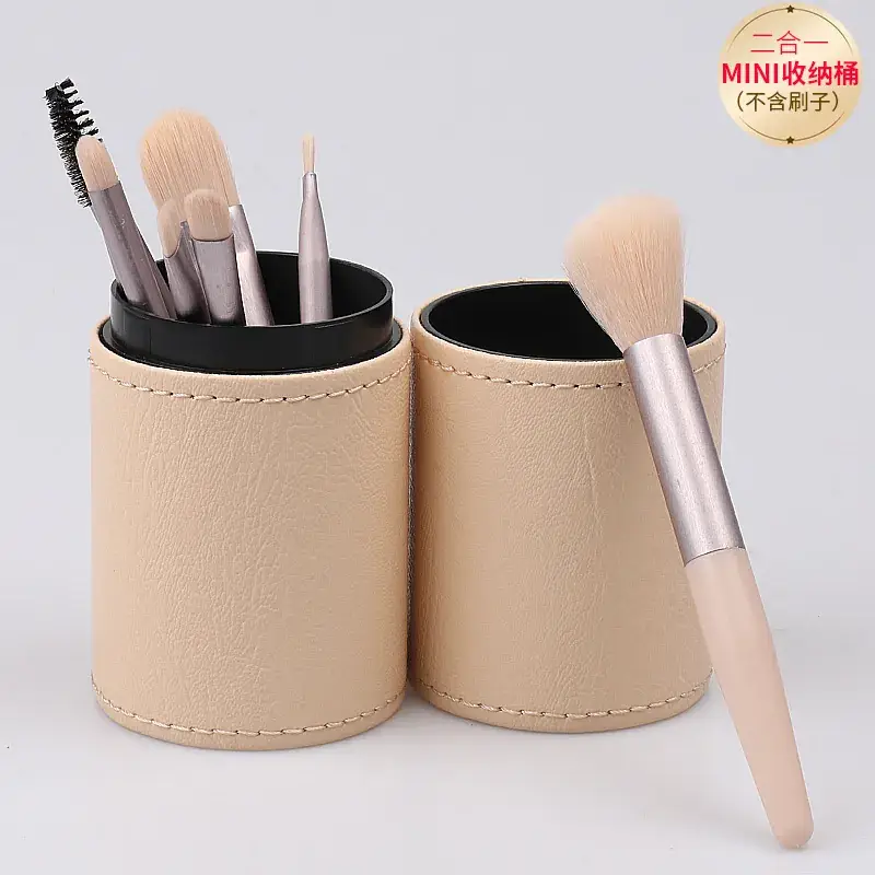 Mini Makeup Brush Storage Cylinder with Eyebrow Pen - Image 4