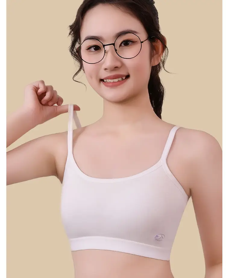 Pure Cotton Girl's Bra Second Stage All-In-One Cup Junior High School Sports Vest Youthful High School Student Development Period Intimates — feature 11