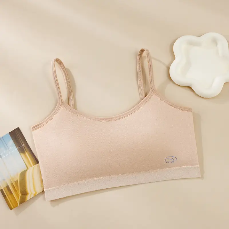 Pure Cotton Girl's Bra Second Stage All-In-One Cup Junior High School Sports Vest Youthful High School Student Development Period Intimates