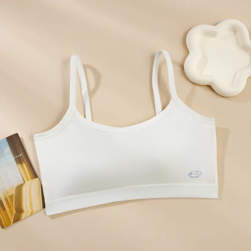 Pure Cotton Girl's Bra Second Stage All-In-One Cup Junior High School Sports Vest Youthful High School Student Development Period Intimates