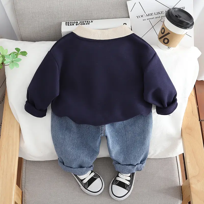 2024 Boys Korean T-Shirt Oerd Long Sleeve Sweater Set - Image 4
