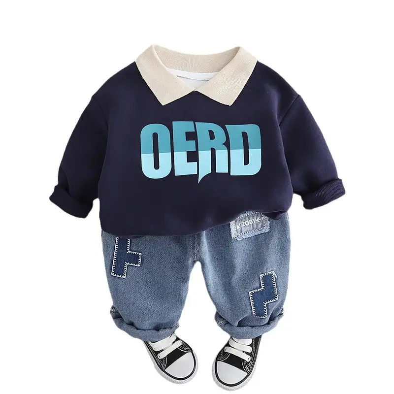 2024 Boys Korean T-Shirt Oerd Long Sleeve Sweater Set - Image 5