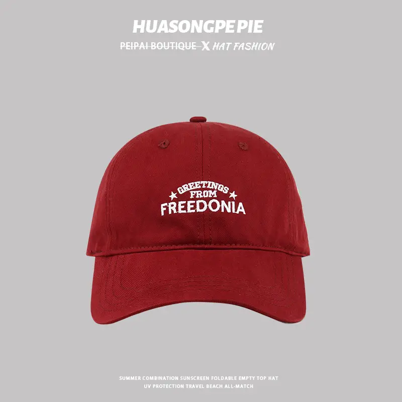 Red Embroidered Freedom Baseball Cap Women — feature 6