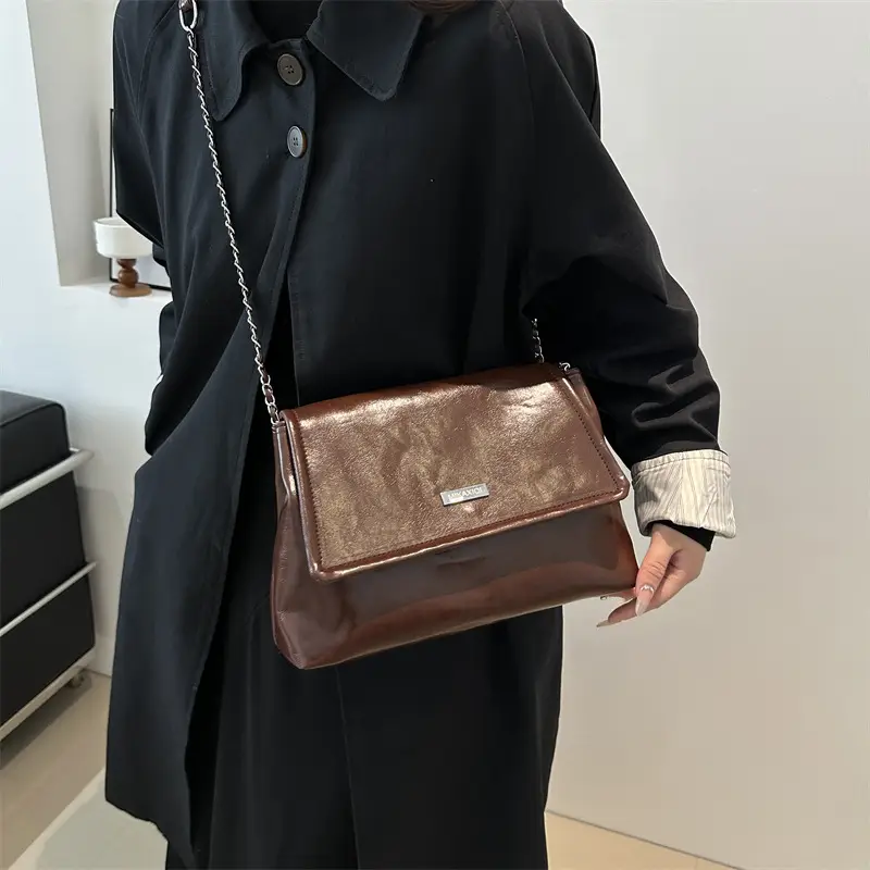 Black Korean Style Chain Shoulder Bag for Women 2024 - Image 8