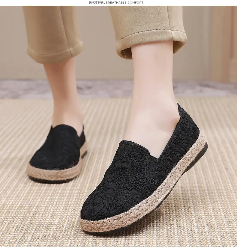 Fisherman shoes women's Mori style cotton and linen shoes comfortable flat women's shoes casual slip-on loafers old Beijing cloth shoes — feature 17