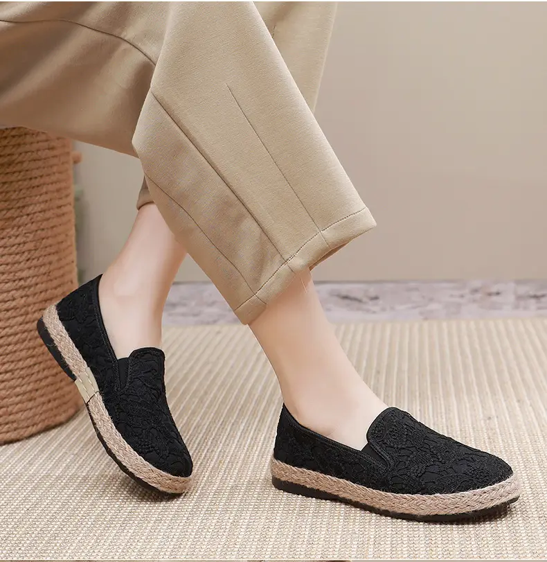 Fisherman shoes women's Mori style cotton and linen shoes comfortable flat women's shoes casual slip-on loafers old Beijing cloth shoes — feature 19