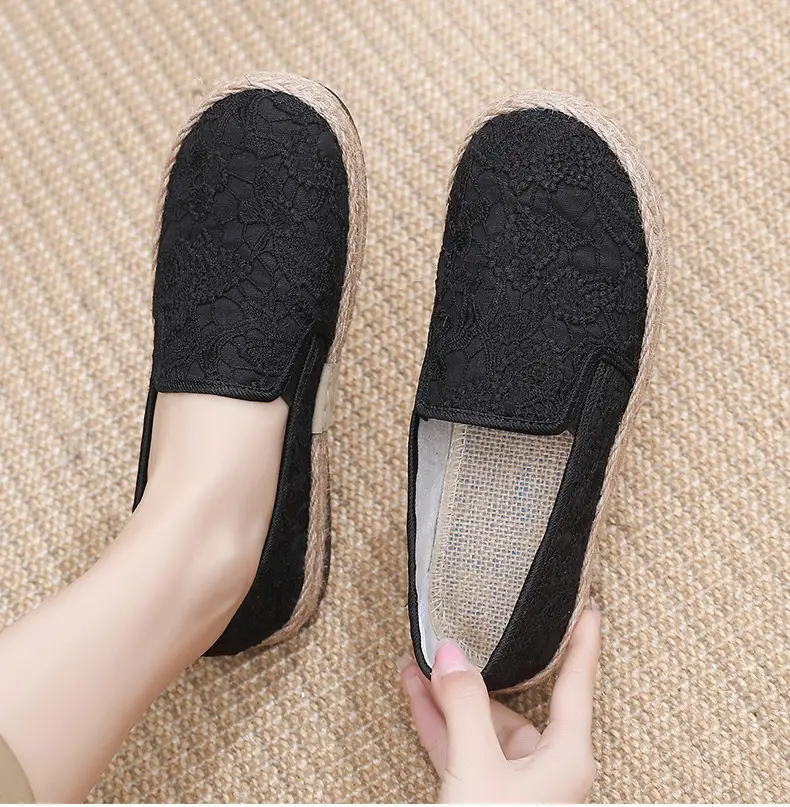 Fisherman shoes women's Mori style cotton and linen shoes comfortable flat women's shoes casual slip-on loafers old Beijing cloth shoes — feature 22
