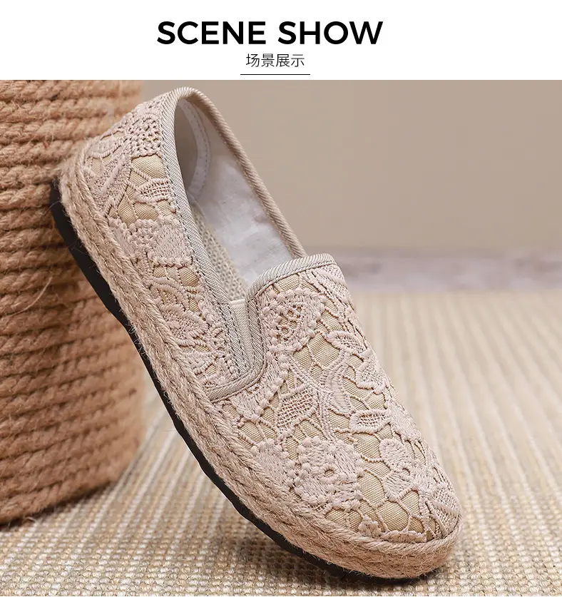 Fisherman shoes women's Mori style cotton and linen shoes comfortable flat women's shoes casual slip-on loafers old Beijing cloth shoes — feature 23