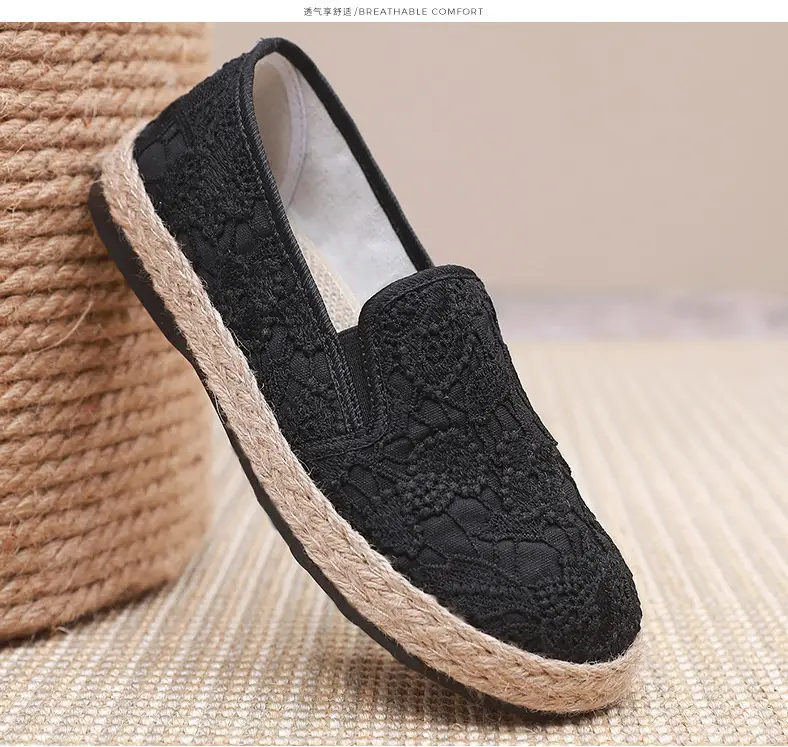 Fisherman shoes women's Mori style cotton and linen shoes comfortable flat women's shoes casual slip-on loafers old Beijing cloth shoes — feature 27