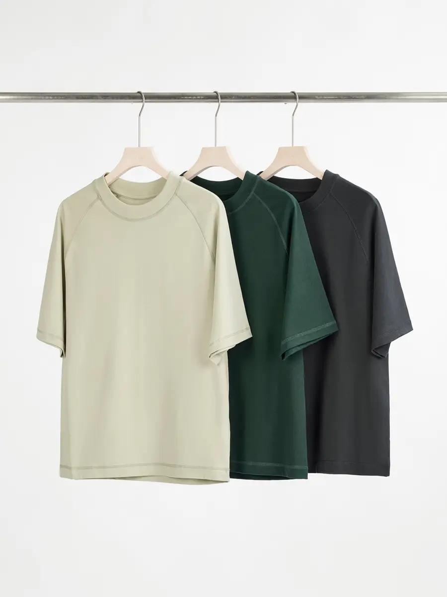 Men Green Cotton Raglan T-Shirt 300g Summer - Image 7