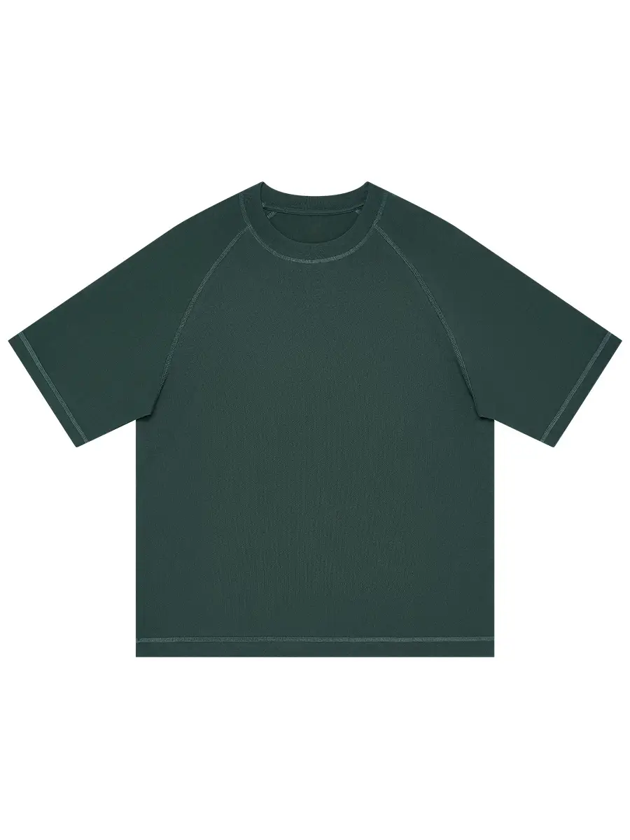 Men Green Cotton Raglan T-Shirt 300g Summer - Image 11