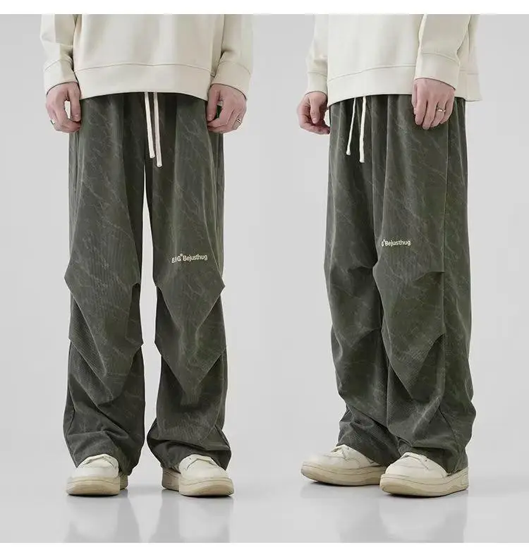 Men's Corduroy Ankle-Tied Pants Spring Autumn Heavy Functional Umbrella Pants — feature 10