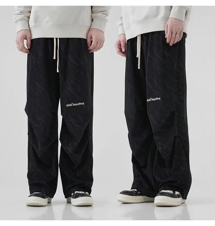 Men's Corduroy Ankle-Tied Pants Spring Autumn Heavy Functional Umbrella Pants — feature 12